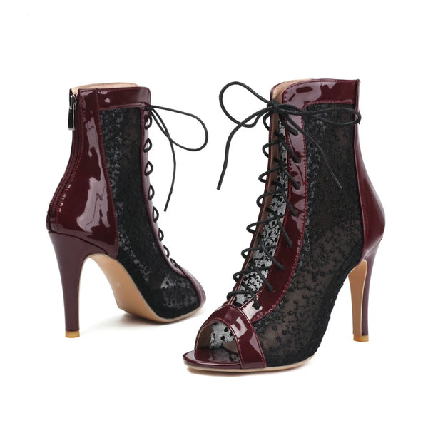 Summer Women High Heel Shoes Peep Toe Thin High Heel Ladies Ankle Boots