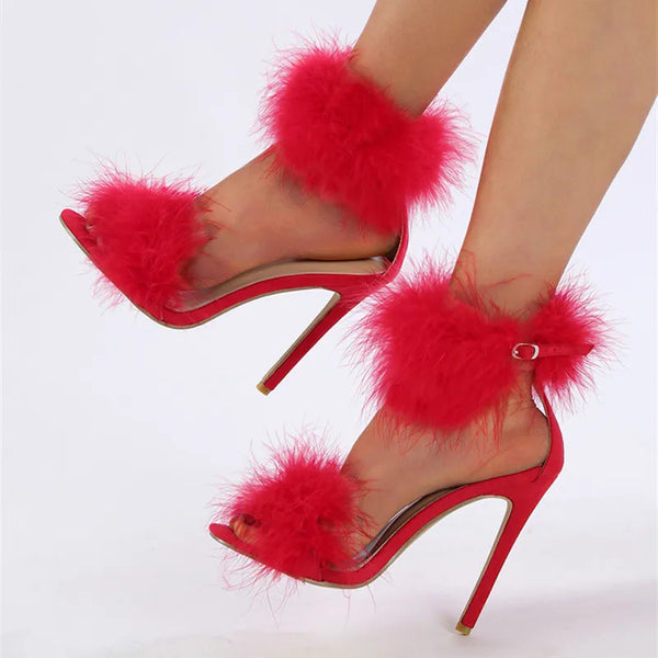 Sandalias con tiras en el tobillo de piel sintética de moda de verano para mujer