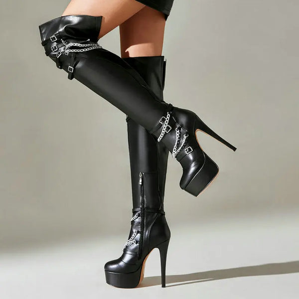 Women Over the Knee Boots Platform Thin High Heel Ladies Long Boots