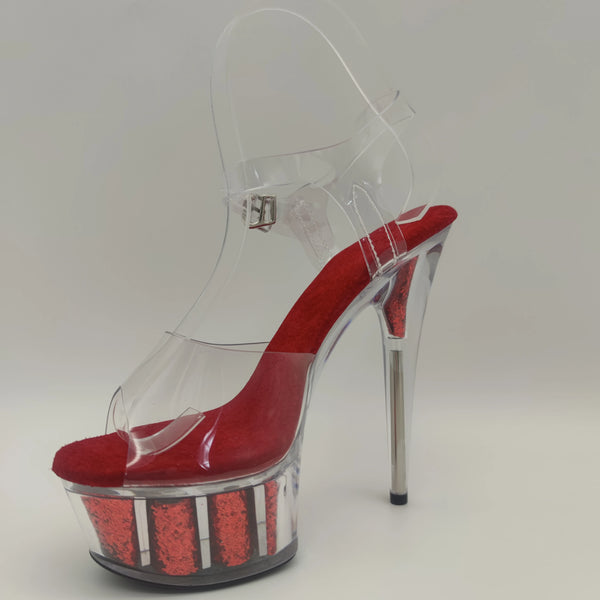 Tacones súper altos de verano de 17 cm con punta abierta