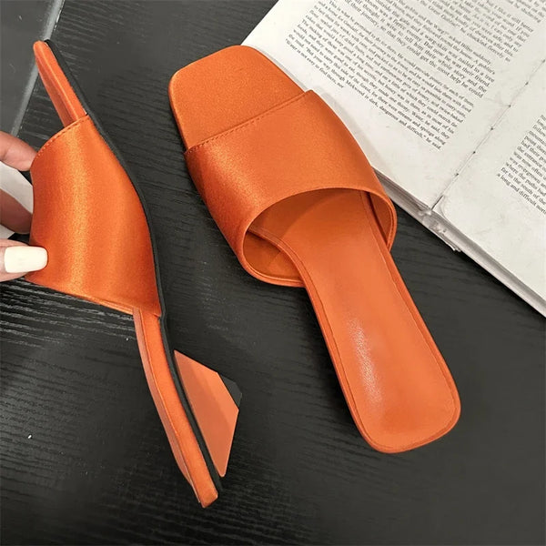 Sandalias de tacón bajo con punta cuadrada para mujer, diseño de verano