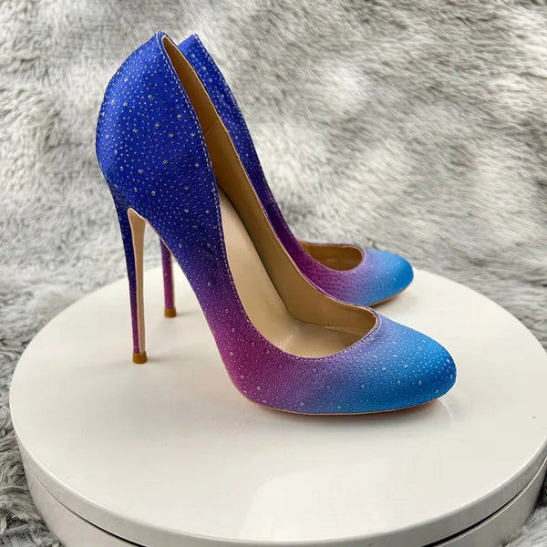 Shiny color Women Round Toe High Heel Shoes