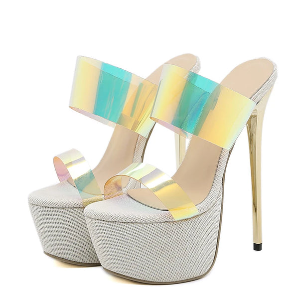 Summer Fashion Platform Slippers Women PVC Transparent Shoes