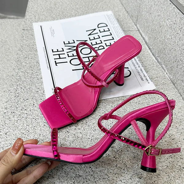 Sandalias de gladiador de verano para mujer con diamantes de imitación de moda