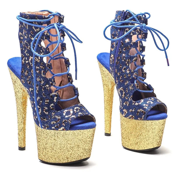 Botas modernas de tacón alto para fiesta con plataforma para mujer de 17 cm/7 pulgadas