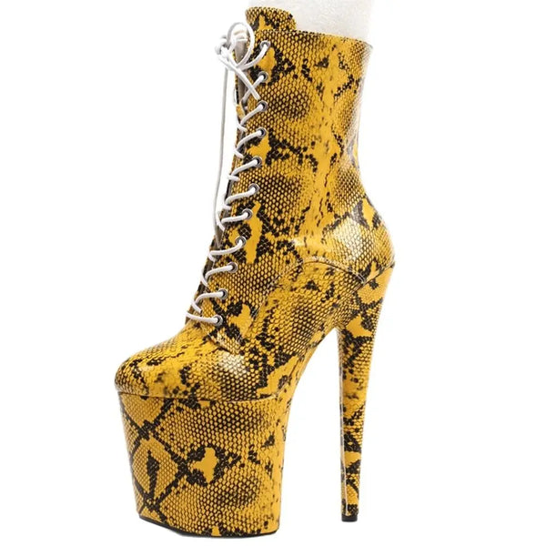 8 Inch High Heel Platform Serpentine Pattern Exotic Pole Dancer Party Boots