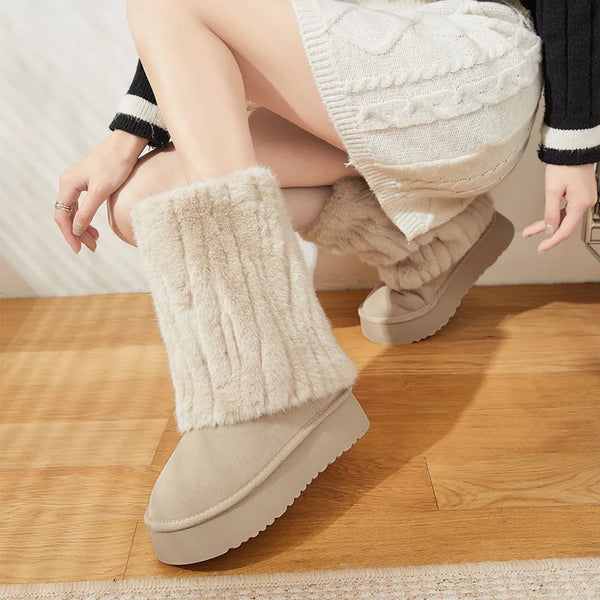 Autumn and Winter New Thick Bottom Round Head Hairy Pants Boots