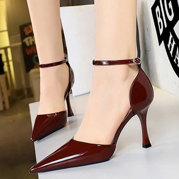 8 Cm Heels Sandals Summer Kitten Heels Women Pumps Patent Leather Women