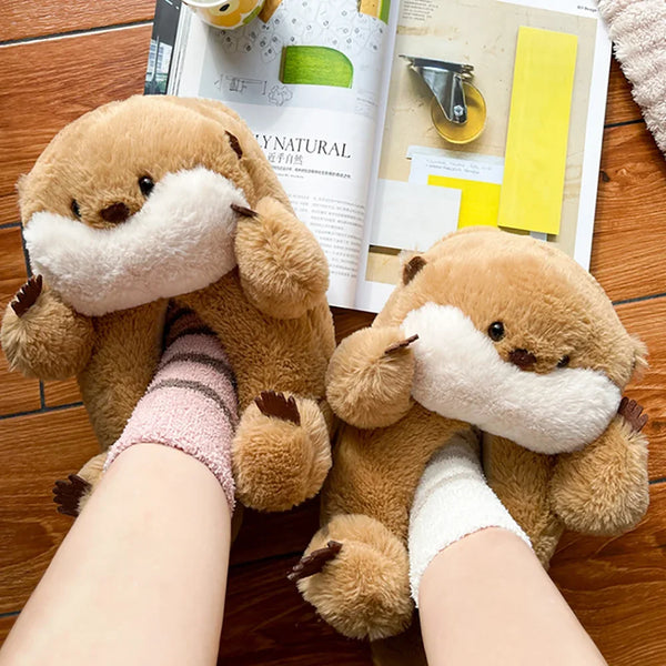 Pantuflas de vaca, nutria y hámster para interiores.
