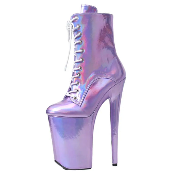 Women Ankle Boots 23CM Super High Heel Platform Stipper Fetish Pole Dance Shoes