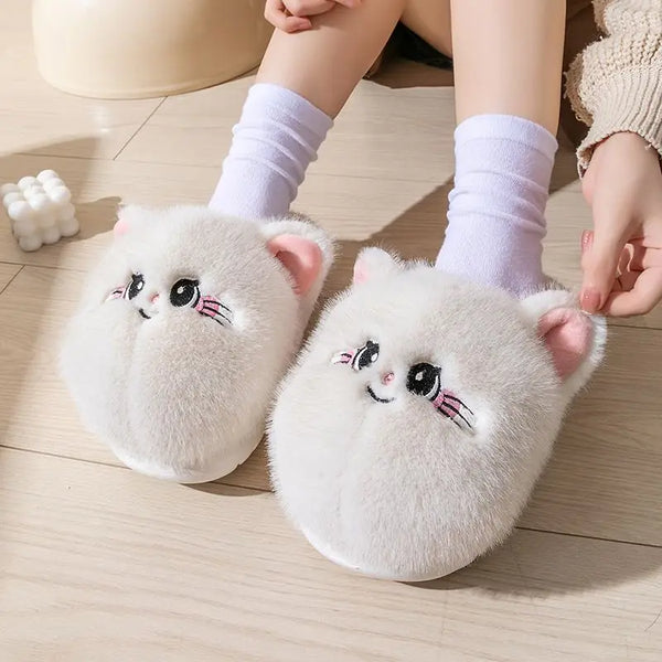 New kawaii cat slippers women