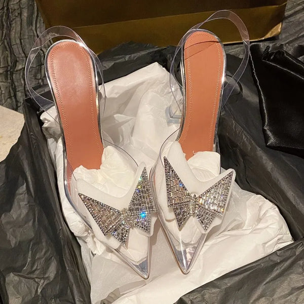 Summer New Crystal Transparent Baotou High Heels