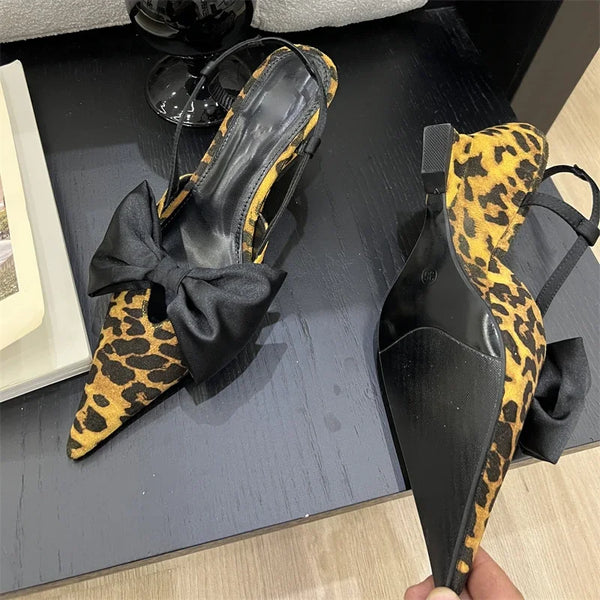 Designer Satin Butterfly-knot Pointed Toe Women Pumps Wedges High Heels