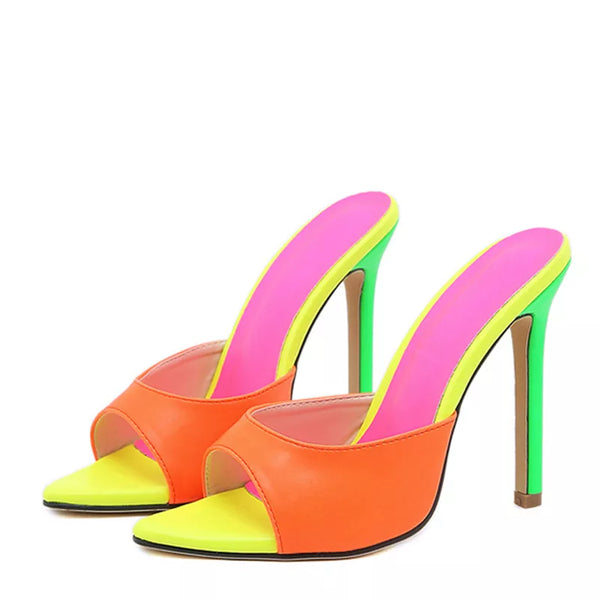 Sexy Pointed Toe Mules High Heels 11.5CM Slippers Summer