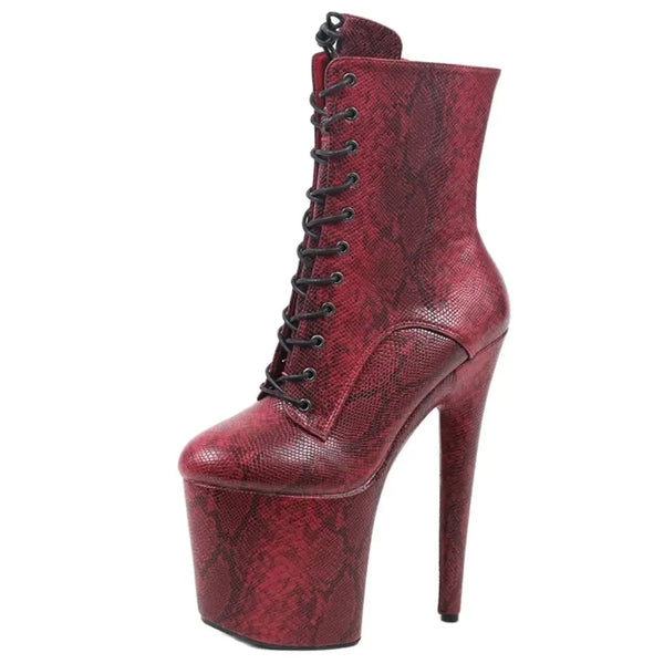 Ankle Boots For Women Serpentine Pattern Nightclub Stripper Pole Dance Shoes