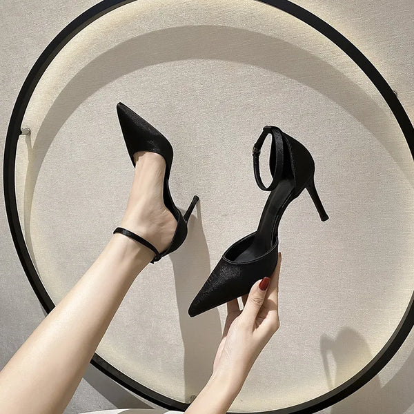 Fashion Women's Satin Pointed Toe High-heeled Shoes Summer New Women's