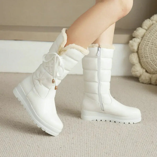 Winter Women Snow Boots Platform Wedges Heel Ladies Ankle Boots