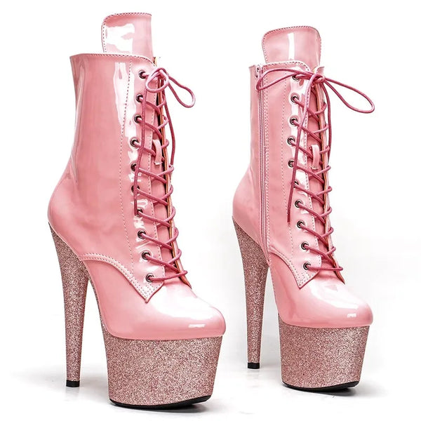 Tacones altos de fiesta con plataforma de 17 cm/7 pulgadas de PU para mujer
