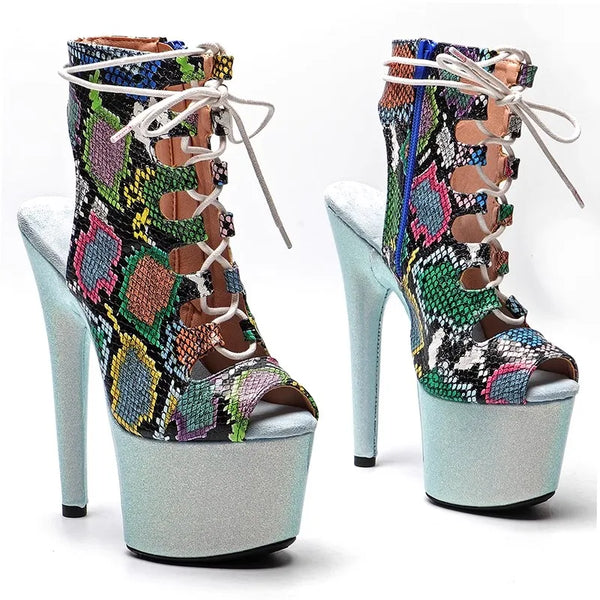 Botas modernas de tacón alto para fiesta con plataforma de 17 cm/7 pulgadas, zapatos de baile en barra