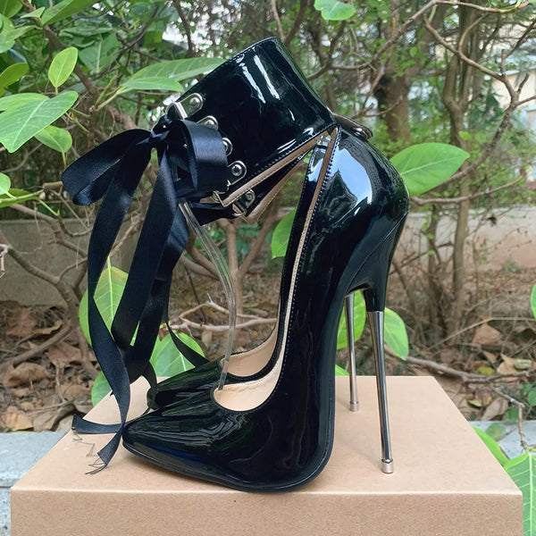 Newly Riband Ankle Strap 16cm Pumps Extreme High Heels