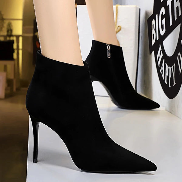 Suede Women Boots Sexy Pointed Ankle Boots Autumn Winter Shoes