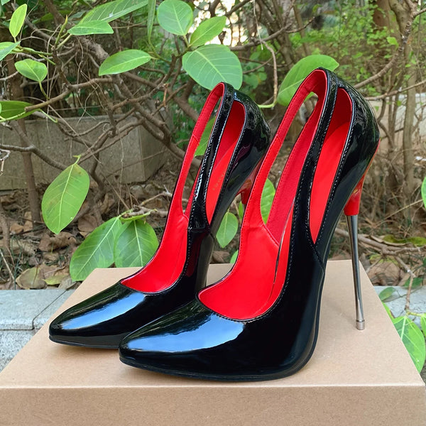 Newly 16cm Thin High Heels Black Stilettos Sexy Man Color match Pumps