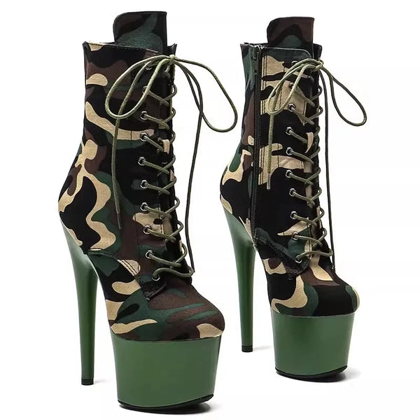 Botas modernas de tacón alto con plataforma para mujer, de 17 cm/7 pulgadas, para fiesta y baile en barra.