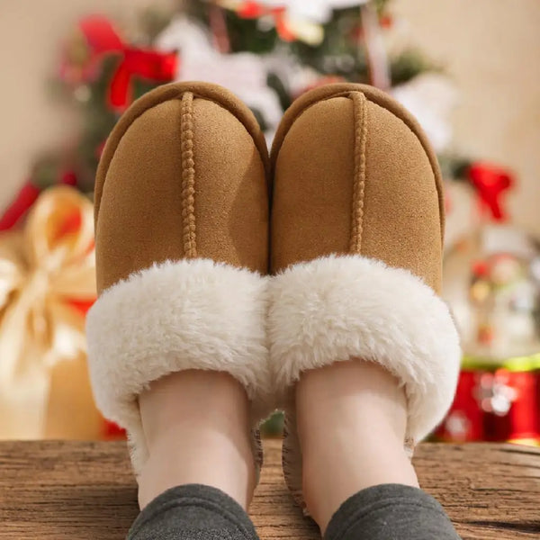 Pantuflas de piel de invierno para mujer, pantuflas de piel esponjosa de moda