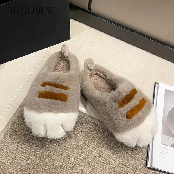 3D Cat Paw Plush Slippers