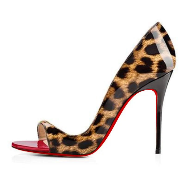 Side empty black fish mouth slim heel red sole fashion shoes for spring