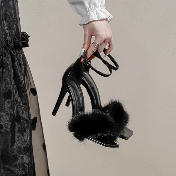New One Word Buckle with Open Toe Ultra High Heel Hollow out Fine Heel sandals