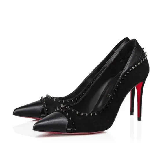 Spring and Autumn New Pointed High Heels Women's Rivet Single Shoes