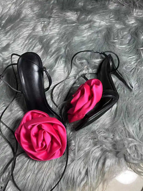 New European and American style slim cross strap flower sandals