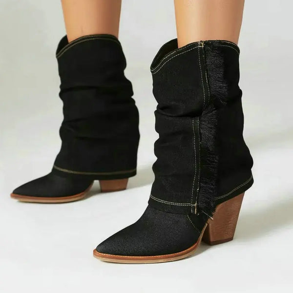 Women Ankle Boots Pointed Toe Wedges High Heel Ladies Short Boots