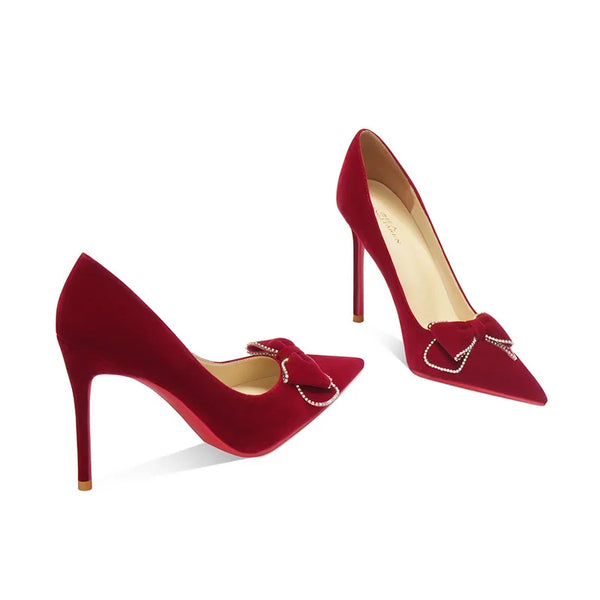 New Wedding Shoes Women's Fine Heel Pointed Toast Dress High Heels