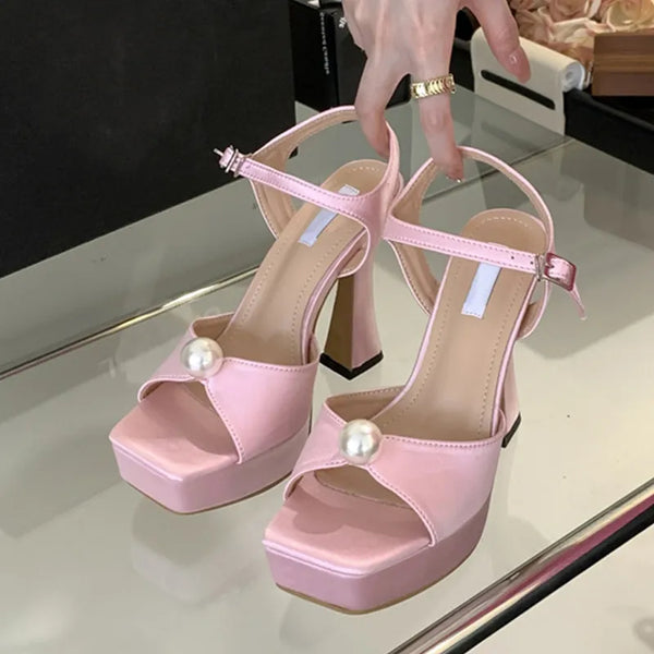 Fashion White Pink Chunky Platform Sandals Women