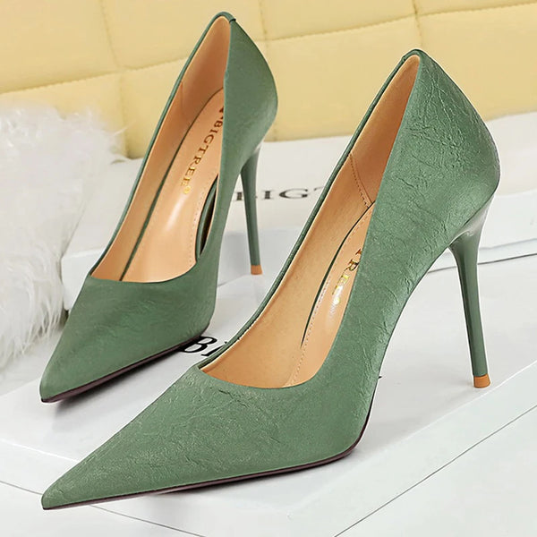 7 Cm And 9.5 Cm Heels Fashion Women Pumps Stilettos Silks Satins Female Shoes