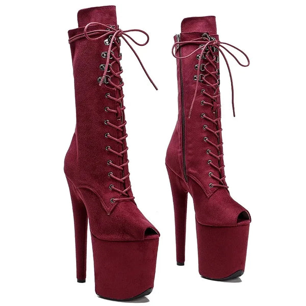 New Suede Upper Peep Toe 20CM/8Inches Fashion Women's Platform Party High Heels