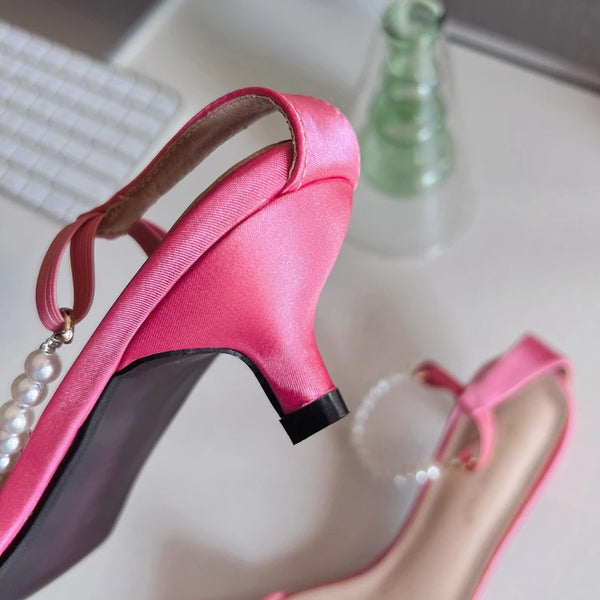 Spring New Women Pumps Snadal Fashion String Bead Ladies Elegant Slingback Sandals