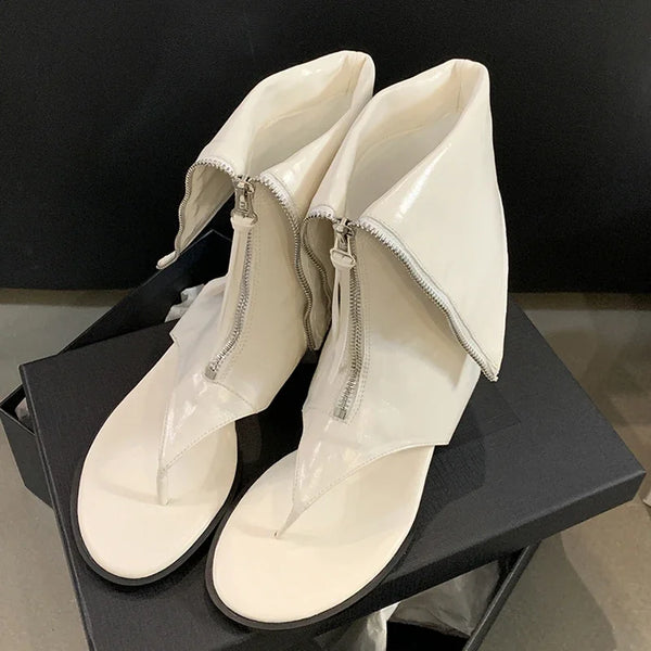 Fashion Street Turned-over Edge Clip Toe Women Sandals