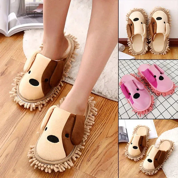 Pantuflas perezosas con forma de perro de dibujos animados