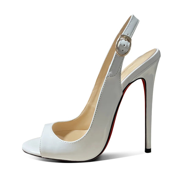 Black fish mouth back hollow toe 12cm sandals