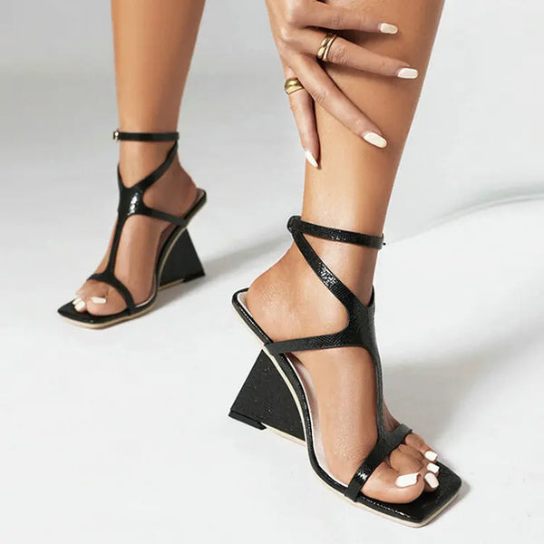 Summer Women High Heel Shoes PU Leather Strength Style Ladies Sandals Open Women's Shoes Plus Size