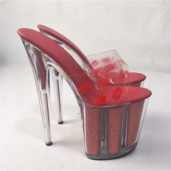 20CM/8 inches PVC Upper  Sexy Exotic High Heel RED Platform Party  Slippers