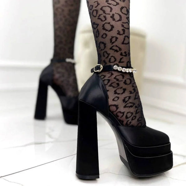 New Fashion Women Pumps Retro Mary Janes Chunky Heels Sandals