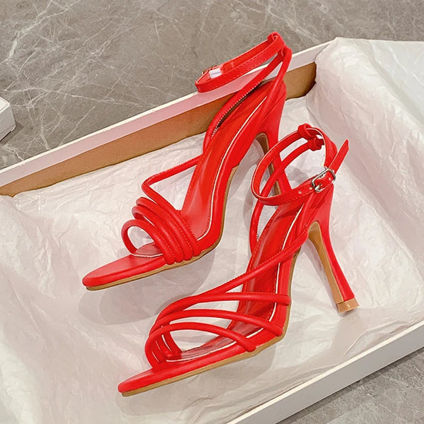 Sandalias de gladiador con punta abierta y banda de verano para mujer de 9,5 cm