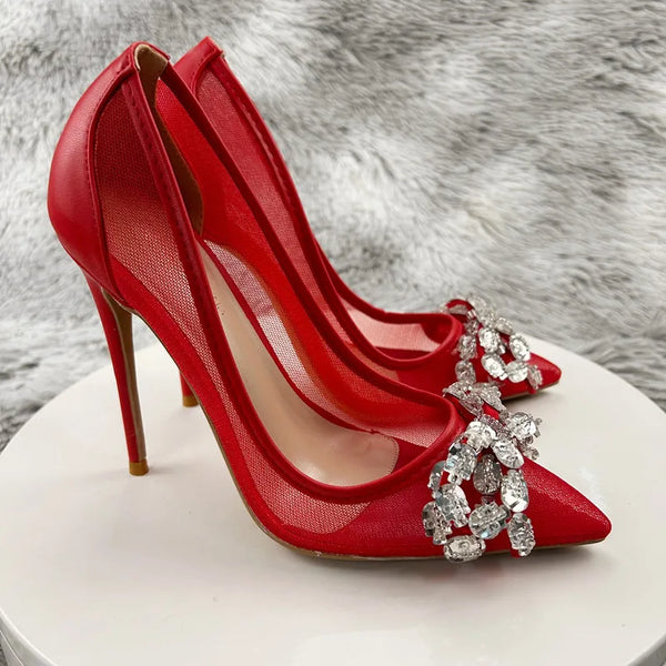 12cm bow Rhinestones Women High Heels