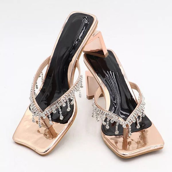 New Brand Strange High Heels Flip Flops Women Slippers