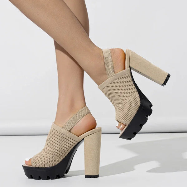New Arrived Stretch Fabric Peep Toe Womens Sandals