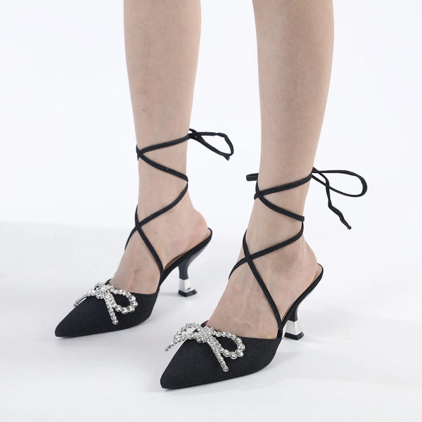 Sandalias de tiras cruzadas con punta de otoño, zapatos de mujer de moda poco profundos